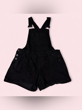 Juniors Blue Spice Black Denim Shortalls with Bib